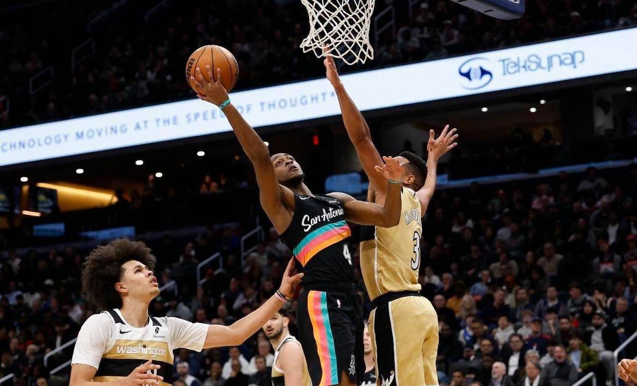 马刺逆转奇才,哈里斯送出助攻 马刺逆转奇才,哈里斯送出助攻